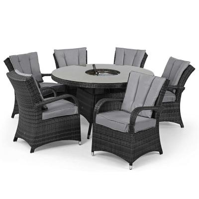 Product photograph of Maze Texas Rattan Grey 6 Seater Round Ice Bucket Dining Table Set With 6 Chiars from Choice Furniture Superstore