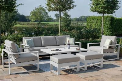 Product photograph of Maze Amalfi White 3 Seat Sofa Set With Gas Lift Rising Table from Choice Furniture Superstore