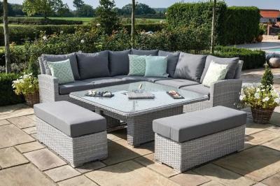 Product photograph of Maze Ascot Deluxe Rattan Corner Dining Set With Rising Table Ice Bucket And Weather Proof Cushions from Choice Furniture Superstore