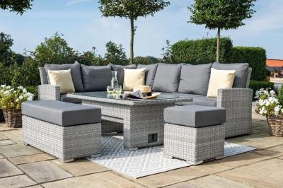 Product photograph of Maze Ascot Rectangular Rattan Corner Dining Set With Rising Table And Weatherproof Cushions from Choice Furniture Superstore