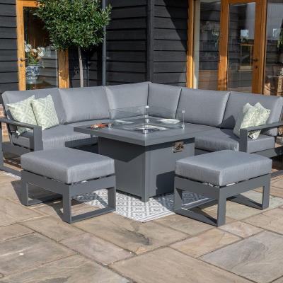 Product photograph of Maze Amalfi Grey Square Corner Dining Set With Fire Pit Table And Footstools from Choice Furniture Superstore