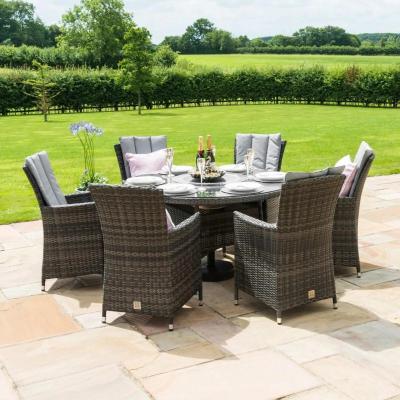 Product photograph of Maze La Rattan Grey 6 Seater Round Ice Bucket Dining Table Set With 6 Chairs from Choice Furniture Superstore
