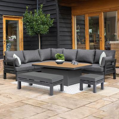 Product photograph of Maze Oslo Corner Sofa With Teak Gas Lift Rectangular Rising Table from Choice Furniture Superstore