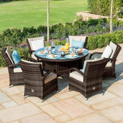 Product photograph of Maze Texas Rattan Brown 4 Seater Round Ice Bucket Dining Table Set With 6 Chiars from Choice Furniture Superstore