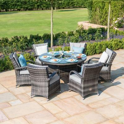 Product photograph of Maze Texas Rattan Grey 2 Seater Round Ice Bucket Dining Table Set With 6 Chiars from Choice Furniture Superstore