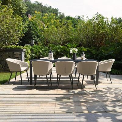 Product photograph of Maze Ambition Oatmeal Aluminium 8 Seater Rectangular Dining Table Set With 8 Chairs And Fire Pit from Choice Furniture Superstore