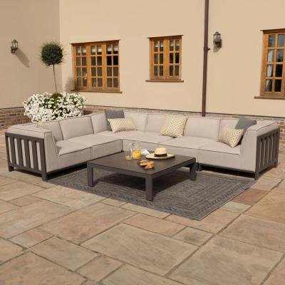 Product photograph of Maze Ibiza Oatmeal Fabric 6 Seater Large Corner Sofa Set With Coffee Table from Choice Furniture Superstore