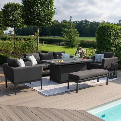 Product photograph of Maze Pulse Charcoal Fabric 3 Seater Sofa Set With 2 Armchairs Bench And Fire Pit Table from Choice Furniture Superstore