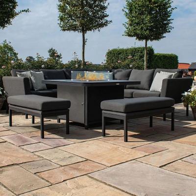 Product photograph of Maze Pulse Deluxe Charcoal 9 Seater Square Corner Sofa Dining Set With 2 Benches And Fire Pit Table from Choice Furniture Superstore