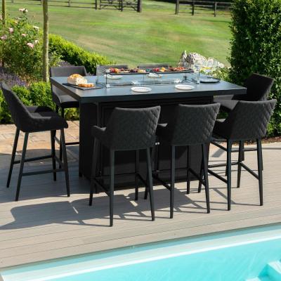 Product photograph of Maze Regal Charcoal Fabric 8 Seater Rectangular Bar Set With 8 Chairs And Fire Pit Table from Choice Furniture Superstore