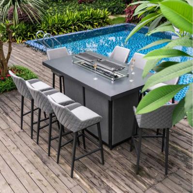 Product photograph of Maze Regal Flanelle Fabric 8 Seater Rectangular Bar Set With 8 Chairs And Fire Pit Table from Choice Furniture Superstore