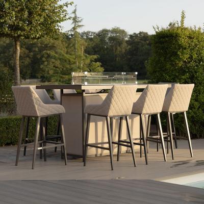 Product photograph of Maze Regal Oatmeal Fabric 8 Seater Rectangular Bar Set With 8 Chairs And Fire Pit Table from Choice Furniture Superstore