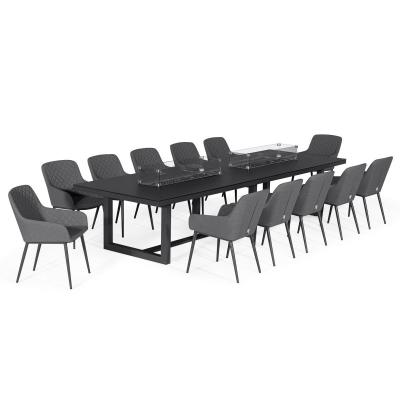 Product photograph of Maze Zest Flanelle Aluminium 12 Seater Rectangular Dining Set With 12 Chairs And Fire Pit Table from Choice Furniture Superstore