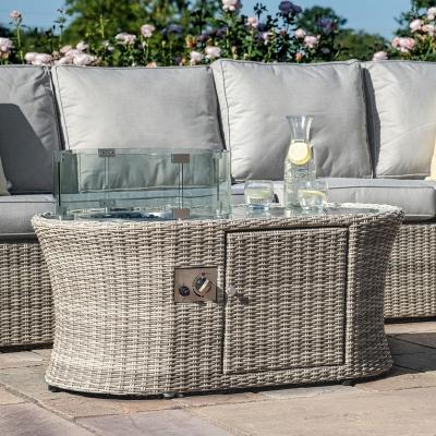 Product photograph of Maze Oxford Light Grey Rattan Fire Pit Coffee Table from Choice Furniture Superstore