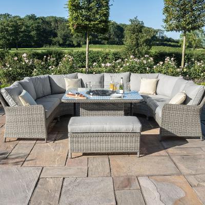 Product photograph of Maze Oxford Royal Light Grey U Shape Rattan Sofa Set With Gas Fire Pit Table from Choice Furniture Superstore