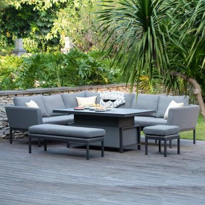 Product photograph of Maze Lounge Outdoor Pulse Flanelle Fabric Rectangular Corner Dining Set With Rising Table from Choice Furniture Superstore