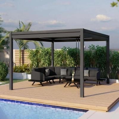 Product photograph of Maze Como Grey Aluminium Square Pergola With 4 Drop Sides from Choice Furniture Superstore