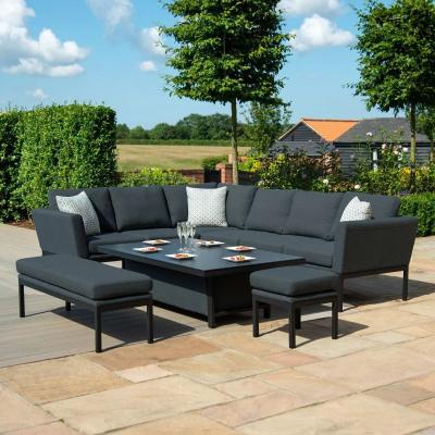 Product photograph of Maze Lounge Outdoor Pulse Charcoal Fabric Rectangular Corner Dining Set With Rising Table from Choice Furniture Superstore