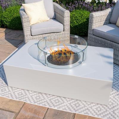 Product photograph of Maze Lounge White Pebble Rectangular Gas Fire Pit from Choice Furniture Superstore
