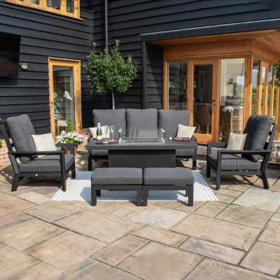 Product photograph of Maze Manhattan Reclining 3 Seat Sofa Set With Fire Pit Table And Footstools from Choice Furniture Superstore