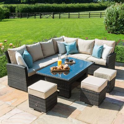 Maze Kingston Brown Rattan Rising Table Corner Garden Dining Set Lh