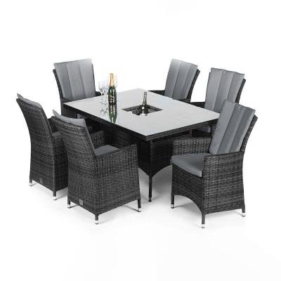 Maze La Grey Rattan 6 Seater Ice Bucket Garden Dining Set