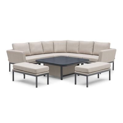 Maze Pulse Oatmeal Deluxe Square Rising Table Corner Garden Dining Set