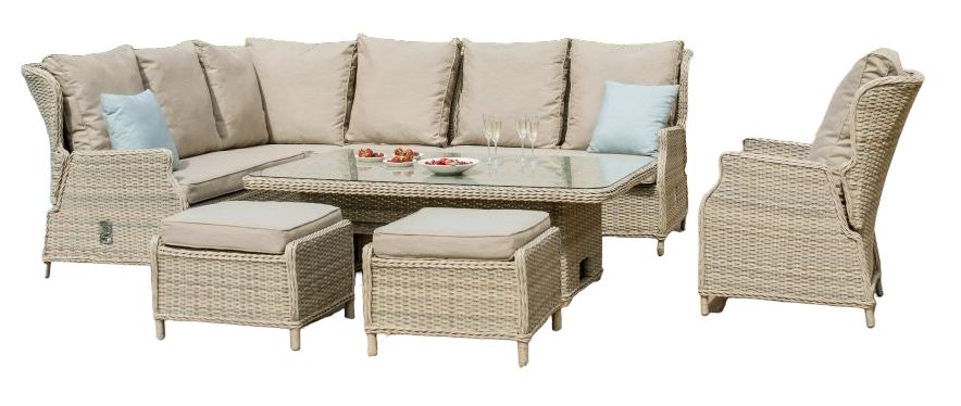 Maze Cotswold Reclining Rattan Corner Dining Set with Rising Table