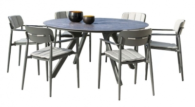 Product photograph of Alexander Rose Rimini 130cm Round Dining Table And 6 Armchairs from Choice Furniture Superstore