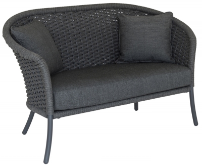 Alexander Rose Cordial Grey Rope Curved Top 2 Seater Sofa with Cushion