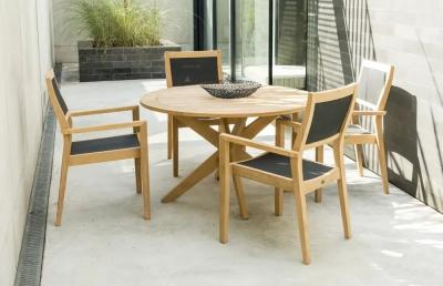 Product photograph of Alexander Rose Roble 125cm Round Dining Table With Cross Base from Choice Furniture Superstore