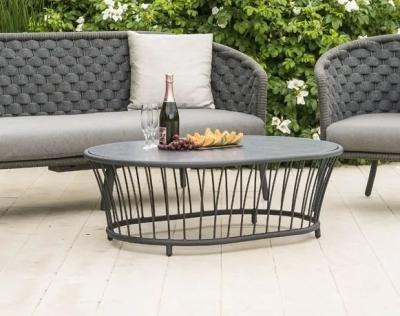 Product photograph of Alexander Rose Cordial Grey Oval Coffee Table With Pebble Hpl Top from Choice Furniture Superstore