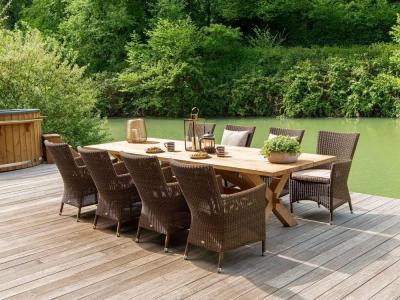 Product photograph of Alexander Rose Plank Teak Dining Table 300cm from Choice Furniture Superstore