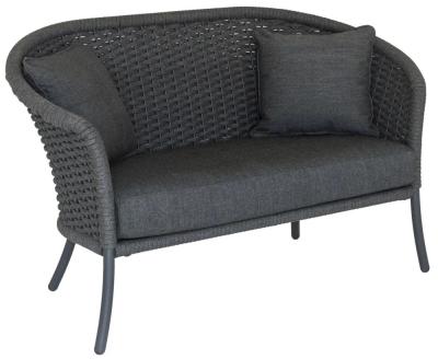 Product photograph of Alexander Rose Cordial Grey Rope Curved Top 2 Seater Sofa With Cushion from Choice Furniture Superstore