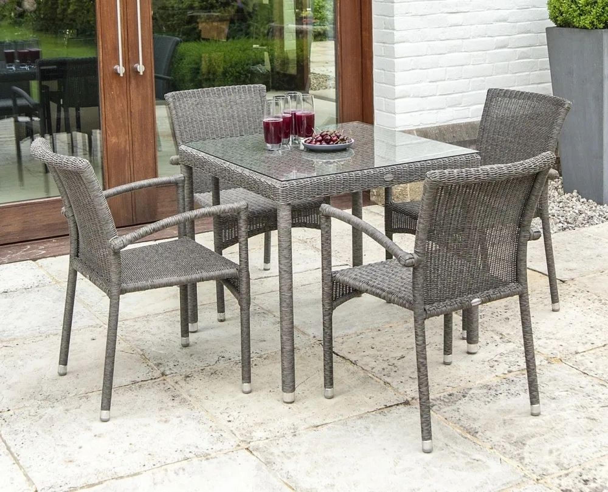 Alexander Rose Monte Carlo 80cm Square Dining Table with Glass