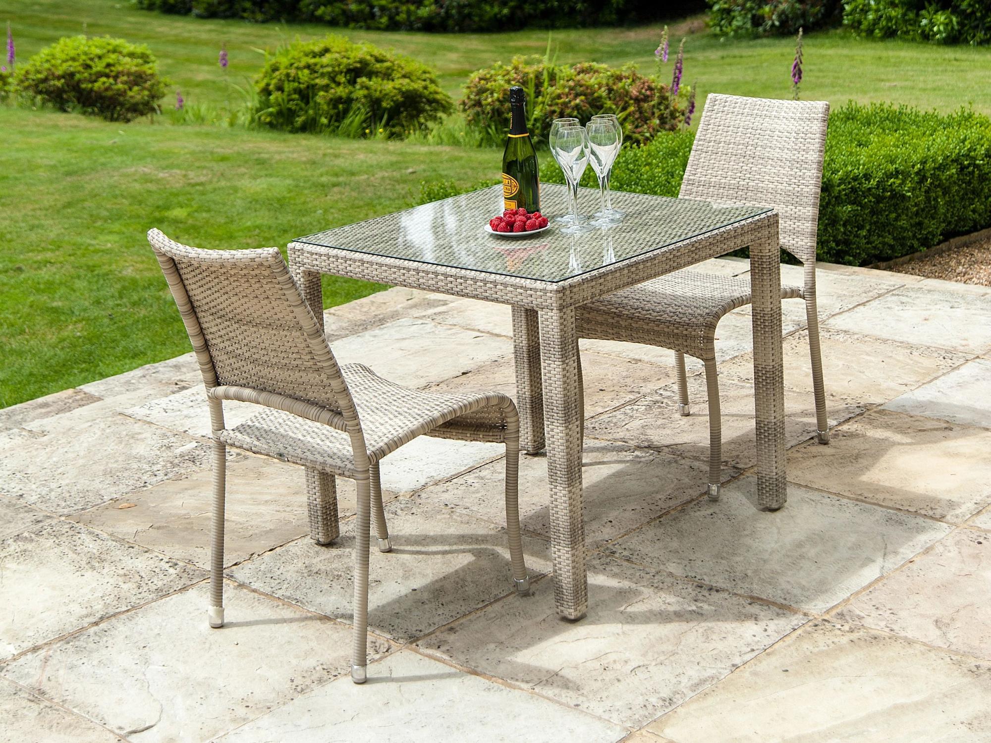Alexander Rose Ocean Pearl Fiji 80cm Square Dining Table with Glass