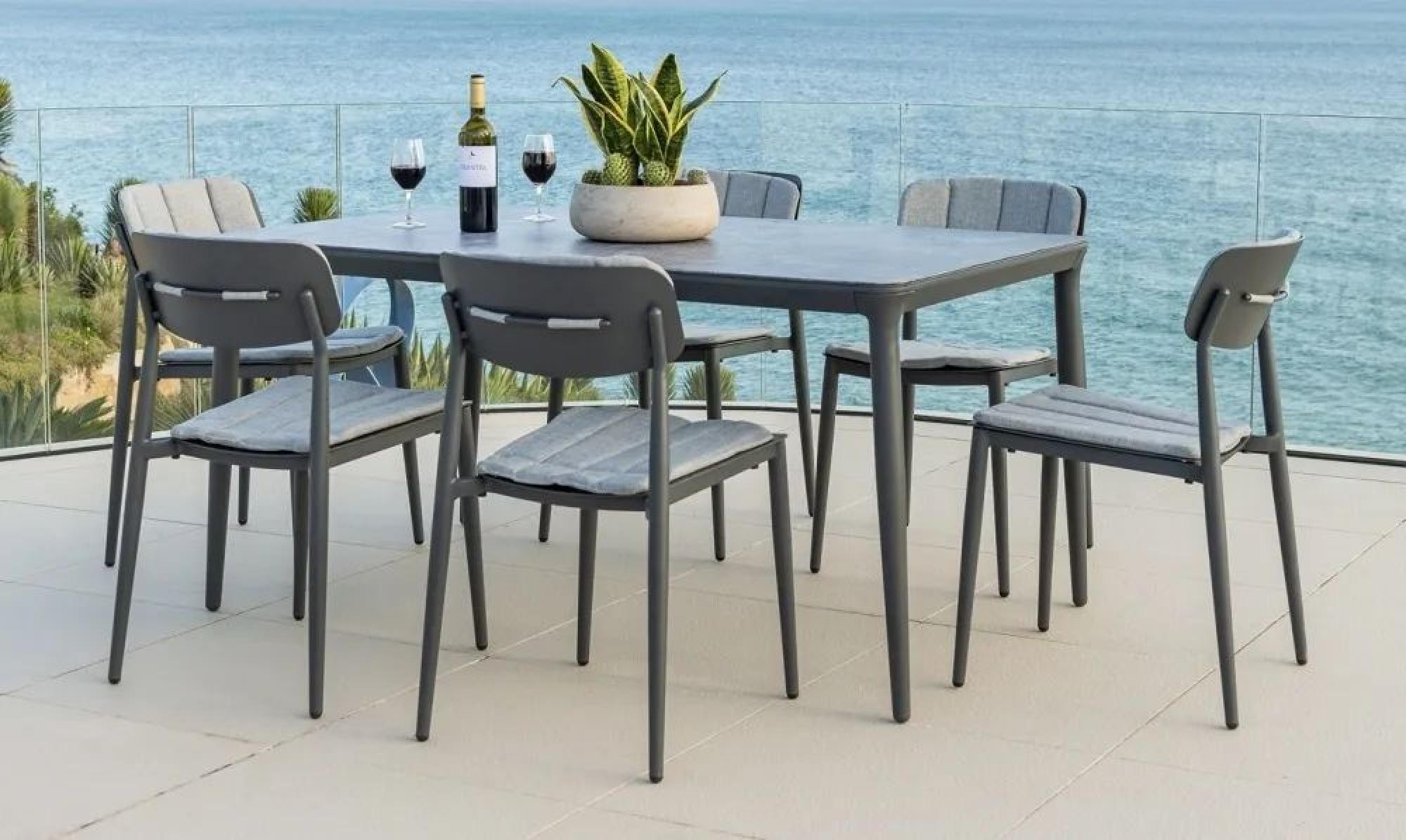 Alexander Rose Rimini Grey Ceramic Glass Garden Dining Table - 150cm