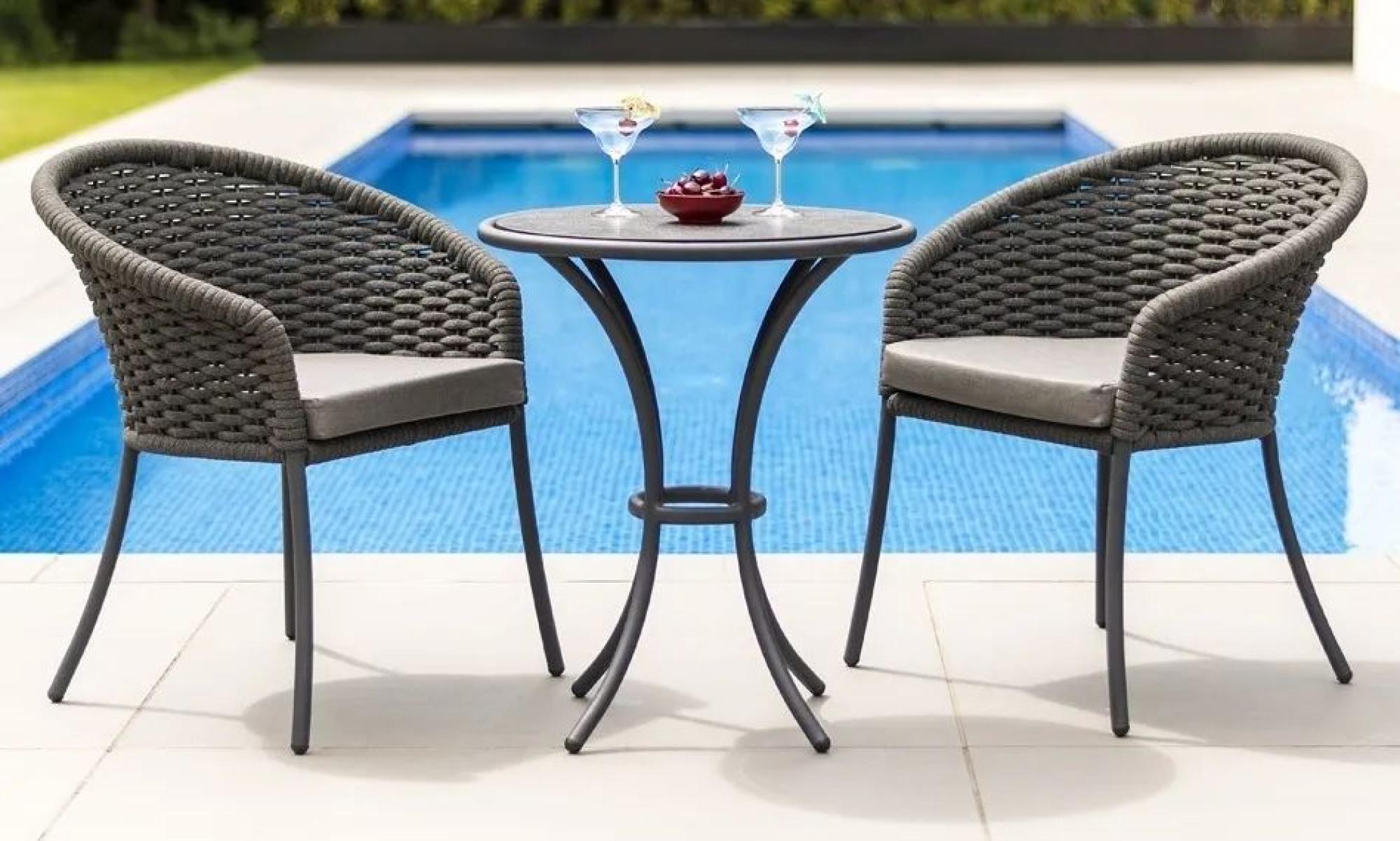 Alexander Rose Cordial Grey Pebble Round Garden Bistro Table