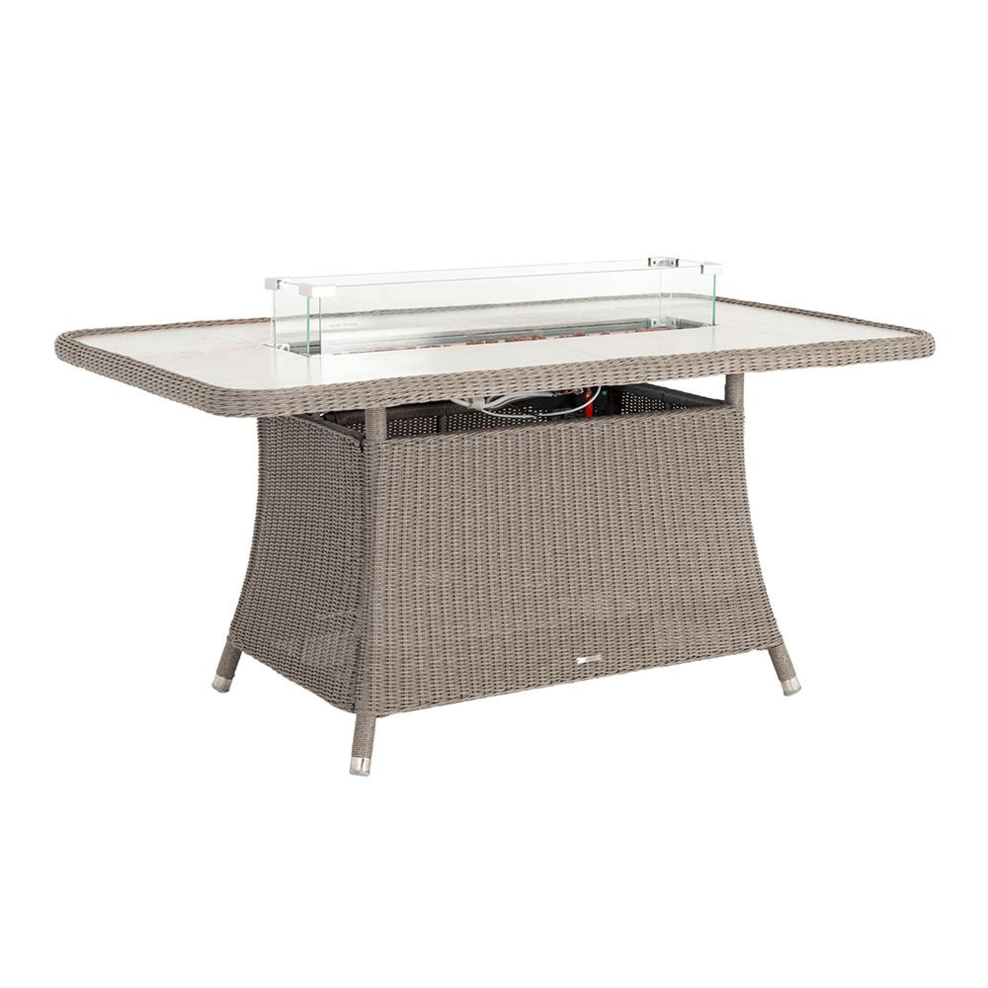 Alexander Rose Hazelmere Grey Weave Garden Dining Table with Firepit Table