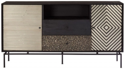 Product photograph of Enlow Black Mango Wood 2 Door Sideboard from Choice Furniture Superstore