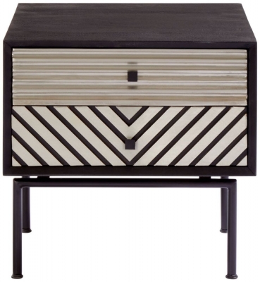 Product photograph of Enlow Black Mango Wood Bedside Table from Choice Furniture Superstore