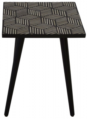 Product photograph of Enlow Acacia Black Bone Inlay Textured Square Side Table from Choice Furniture Superstore