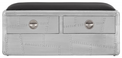 Product photograph of Aviator Silver Aluminium Cladded 2 Drawer Bench from Choice Furniture Superstore
