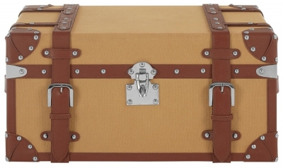 Product photograph of Rosalia Small Canvas Storage Trunk With Leather Trim from Choice Furniture Superstore
