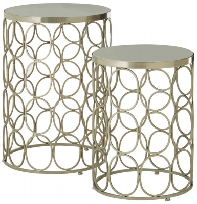 Bridgton Marble and Silver Side Tables (Set of 2)