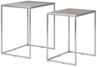 Product photograph of Bridgton Silver Metal Nest Of 2 Side Tables from Choice Furniture Superstore