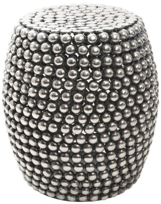 Product photograph of Bridgton Silver Beaded Stool from Choice Furniture Superstore