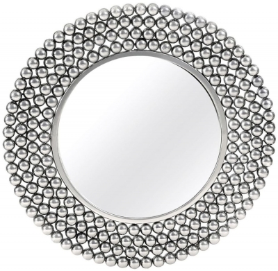 Product photograph of Bridgton Silver Beaded Wall Mirror from Choice Furniture Superstore