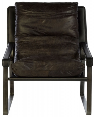 Product photograph of Bricelyn Genuine Dark Brown Leather Lounge Chair from Choice Furniture Superstore