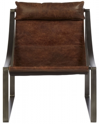 Product photograph of Bricelyn Genuine Distressed Brown Leather Chair from Choice Furniture Superstore